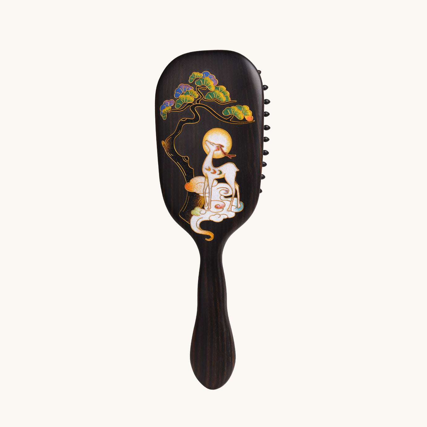 Cepillo de pelo de ébano cloisonné - Bosque de ciervos