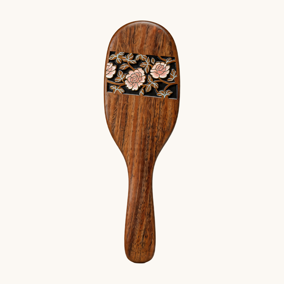 Cepillo de pelo de madera con forma de rosa en 3D Cepillo de pelo de madera con forma de rosa en 3D