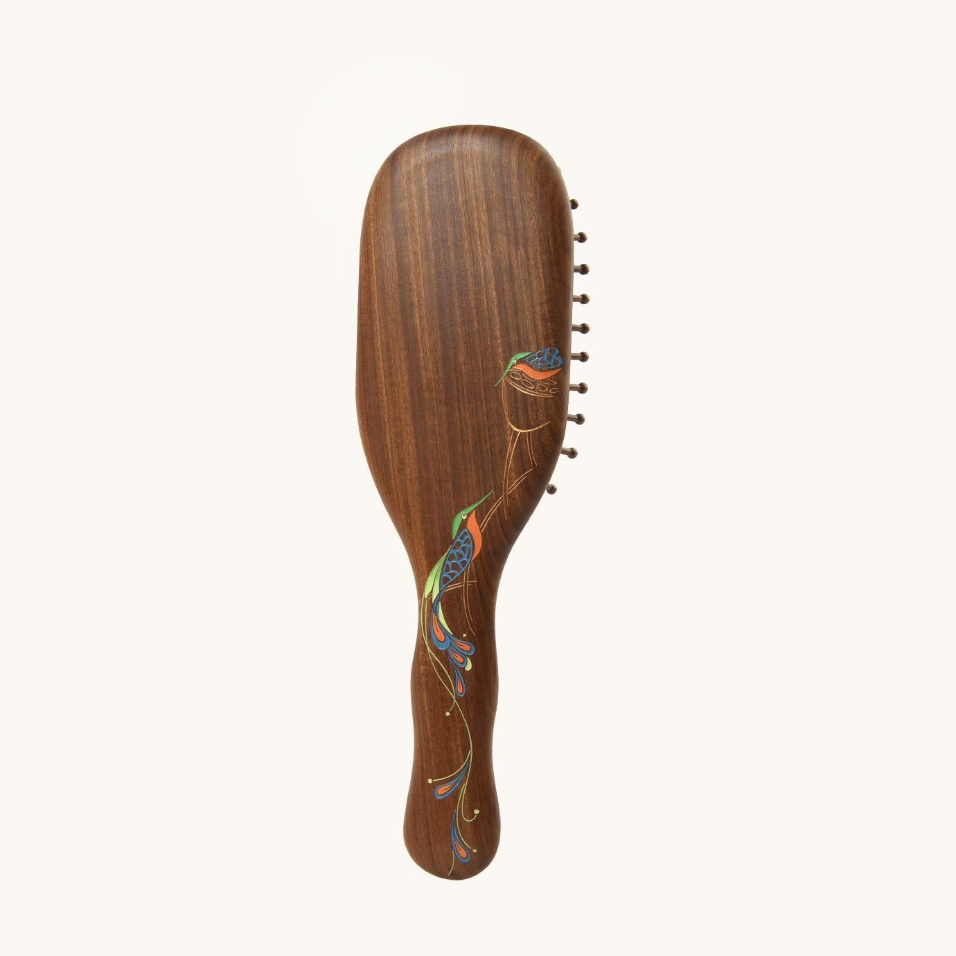 Cepillo de pelo de madera con forma de pavo real Cepillo de pelo de madera con forma de pavo real